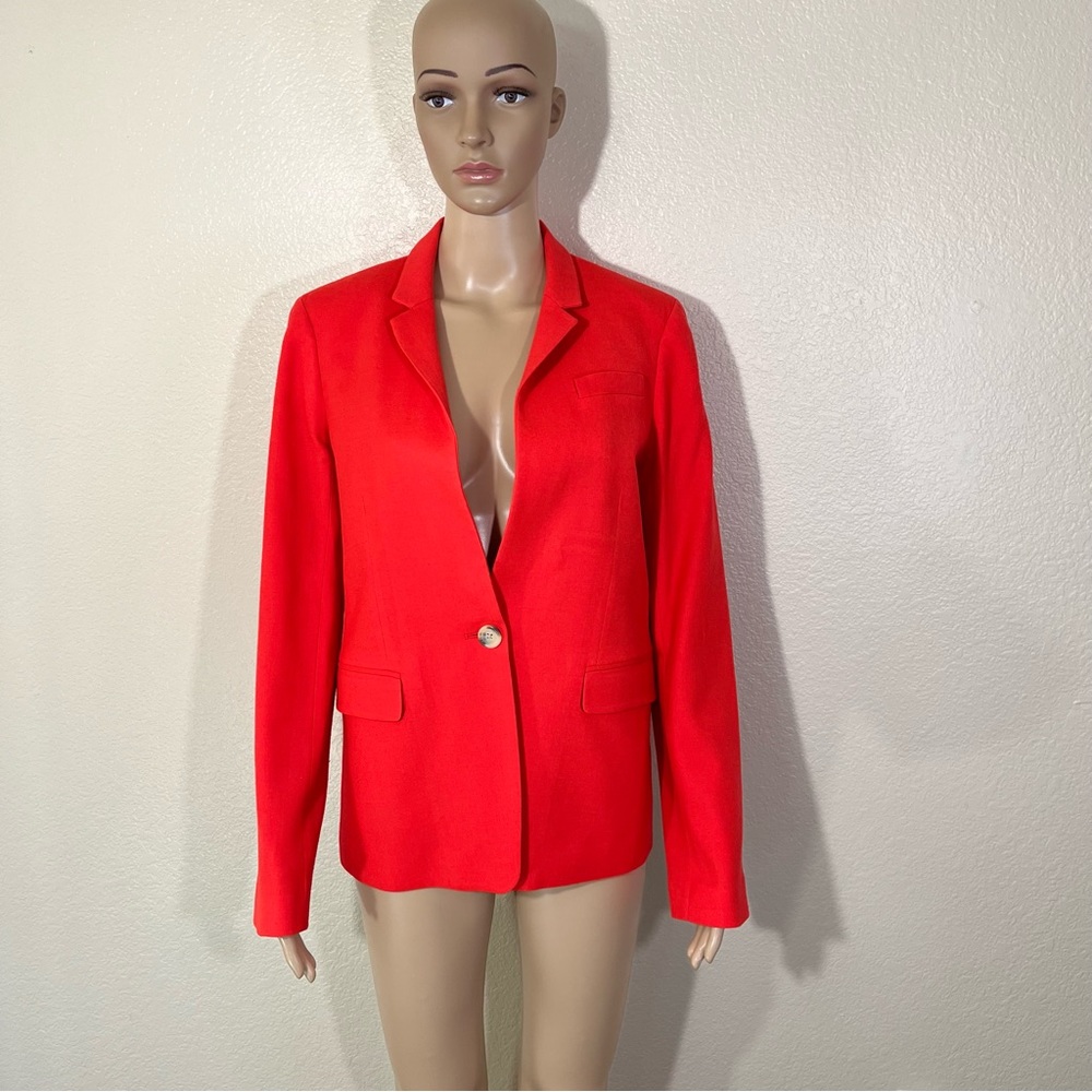 J. Crew Regent Blazer Wool Flannel One Button Jacket Bohemian Red Orange 8 coral